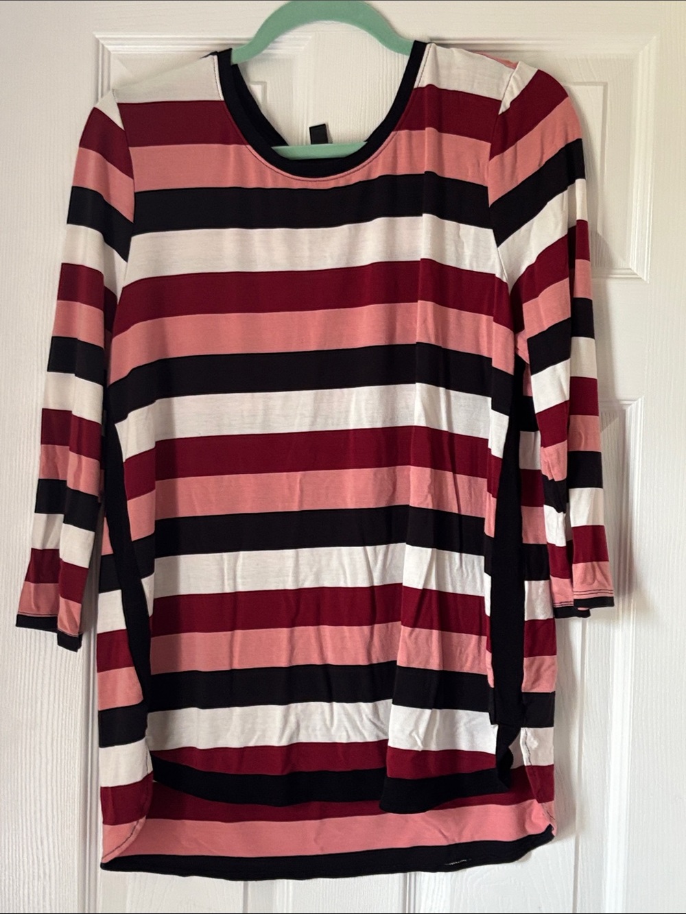 41 Hawthorn Striped Long Sleeve Tee in Pink, Black & White